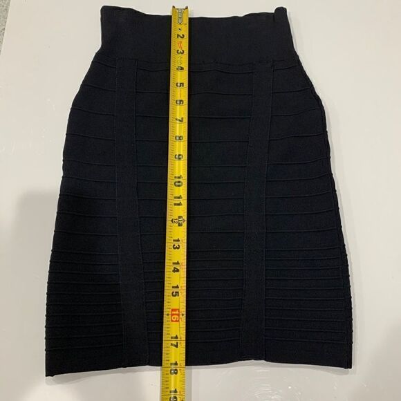 ROCK & REPUBLIC ribbed bodycon midi skirt bandage skirt black S - Picture 5 of 10